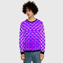 Свитшот мужской Фиолетовые квадраты на белом фоне, цвет: 3D-черный — фото 2