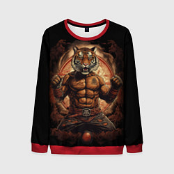 Свитшот мужской Муай - Тай боевой тигр в перчатках, цвет: 3D-красный