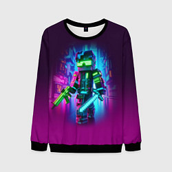 Мужской свитшот Cyberpunk and Minecraft - collaboration ai art