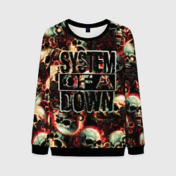 Свитшот мужской System of a Down на фоне черепов, цвет: 3D-черный