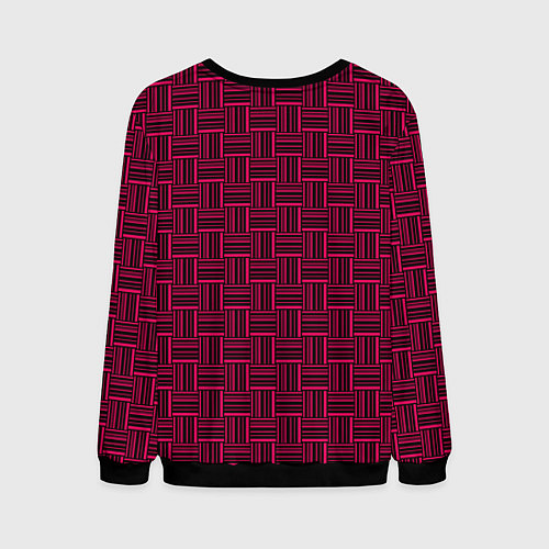 Мужской свитшот Тёмный розовый клетка-полоски / 3D-Черный – фото 2
