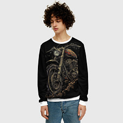 Свитшот мужской Старый грязный мотоцикл, цвет: 3D-белый — фото 2