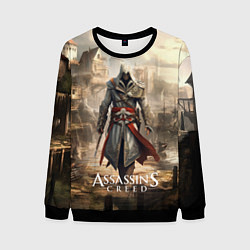 Свитшот мужской Assassins creed старый город, цвет: 3D-черный