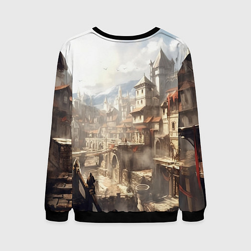 Мужской свитшот Assassins creed старый город / 3D-Черный – фото 2