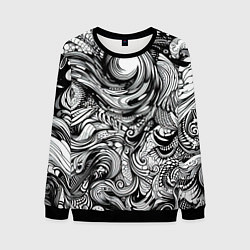 Свитшот мужской Черные и белые абстрактные узоры, цвет: 3D-черный