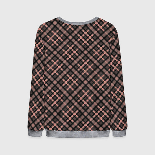 Мужской свитшот Крупная клетка тёмно-персиковый / 3D-Меланж – фото 2