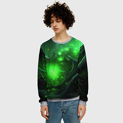 Свитшот мужской Зеленая кислотная яркая неоновая абстракция, цвет: 3D-меланж — фото 2