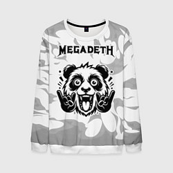 Свитшот мужской Megadeth рок панда на светлом фоне, цвет: 3D-белый