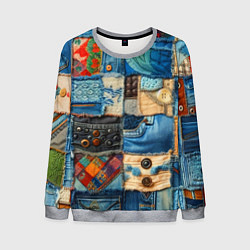 Мужской свитшот Vanguard denim patchwork - ai art