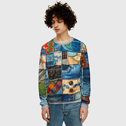 Свитшот мужской Vanguard denim patchwork - ai art, цвет: 3D-меланж — фото 2