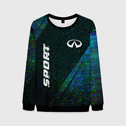Свитшот мужской Infiniti sport glitch blue, цвет: 3D-черный