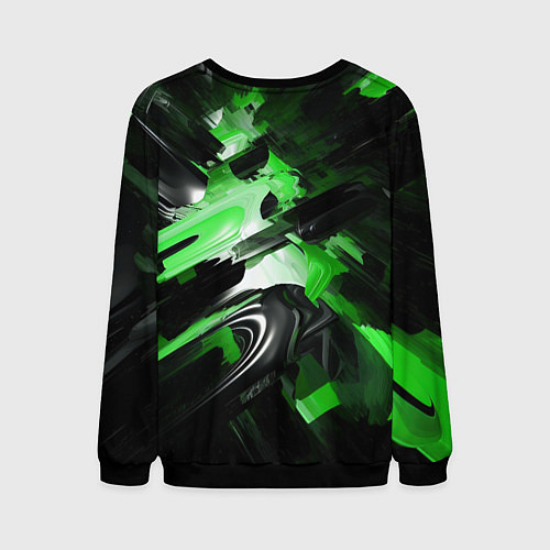 Мужской свитшот Green dark abstract geometry style / 3D-Черный – фото 2