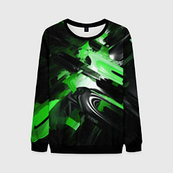 Свитшот мужской Green dark abstract geometry style, цвет: 3D-черный