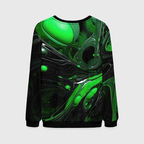 Мужской свитшот Green dark abstract geometry style / 3D-Черный – фото 2