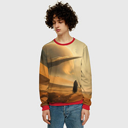 Свитшот мужской Пустыня и космический корабль - Дюна, цвет: 3D-красный — фото 2
