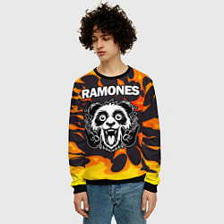 Свитшот мужской Ramones рок панда и огонь, цвет: 3D-черный — фото 2