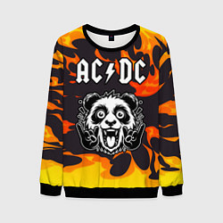 Свитшот мужской AC DC рок панда и огонь, цвет: 3D-черный