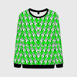Свитшот мужской Зелёно-белый паттерн, цвет: 3D-черный