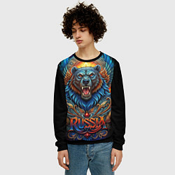 Свитшот мужской Суровый русский медведь, цвет: 3D-черный — фото 2