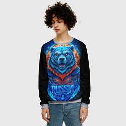 Свитшот мужской Ледяной белый русский медведь, цвет: 3D-меланж — фото 2