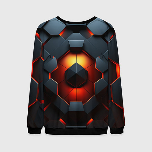 Мужской свитшот Конструкция из объемных оранжевых плит / 3D-Черный – фото 2