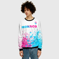 Свитшот мужской Monaco neon gradient style посередине, цвет: 3D-черный — фото 2