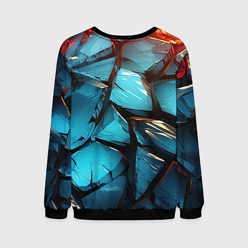 Мужской свитшот Синие объемные плиты / 3D-Черный – фото 2