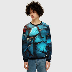 Свитшот мужской Синие объемные плиты, цвет: 3D-черный — фото 2
