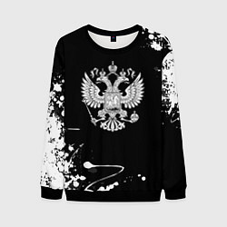 Свитшот мужской Россия герб краски брызги, цвет: 3D-черный