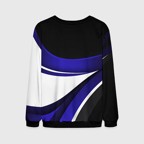 Мужской свитшот Фольцваген - синяя волна / 3D-Черный – фото 2