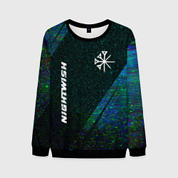 Свитшот мужской Nightwish glitch blue, цвет: 3D-черный
