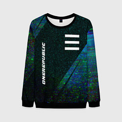 Свитшот мужской OneRepublic glitch blue, цвет: 3D-черный