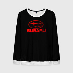 Свитшот мужской Subaru red logo, цвет: 3D-белый