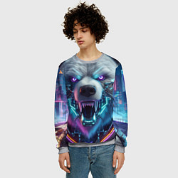 Свитшот мужской Cyber bear - neon glow, цвет: 3D-меланж — фото 2