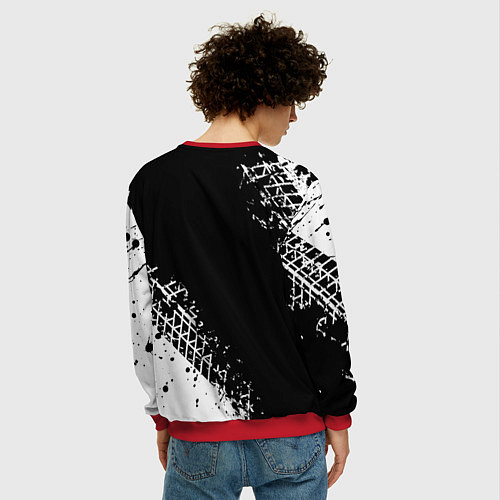 Мужской свитшот Мерседес: следы от шин / 3D-Красный – фото 4