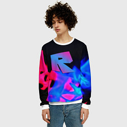 Свитшот мужской Roblox neon flame, цвет: 3D-белый — фото 2