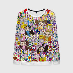 Свитшот мужской Right now NewJeans and Takashi Murakami, цвет: 3D-белый