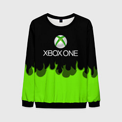 Свитшот мужской Xbox green fire, цвет: 3D-черный