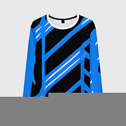 Мужской свитшот Black and white stripes on a blue background