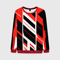 Свитшот мужской Black and red stripes on a white background, цвет: 3D-красный