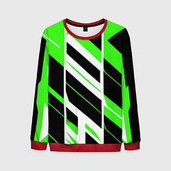 Свитшот мужской Black and green stripes on a white background, цвет: 3D-красный