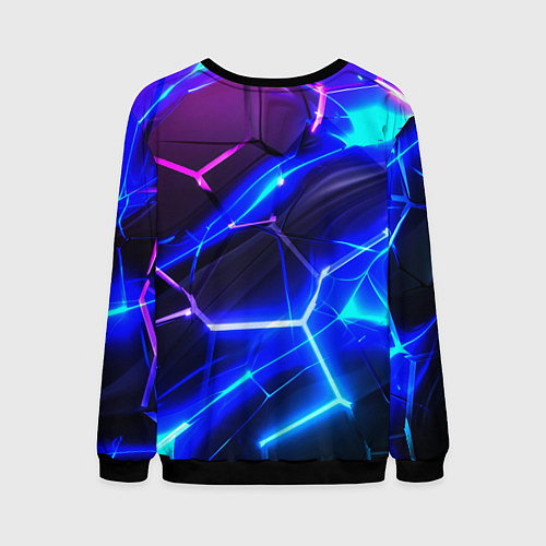 Мужской свитшот Микс разломленных плит и неоновое свечения / 3D-Черный – фото 2
