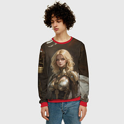 Свитшот мужской Девушка стимпанковской броне, цвет: 3D-красный — фото 2