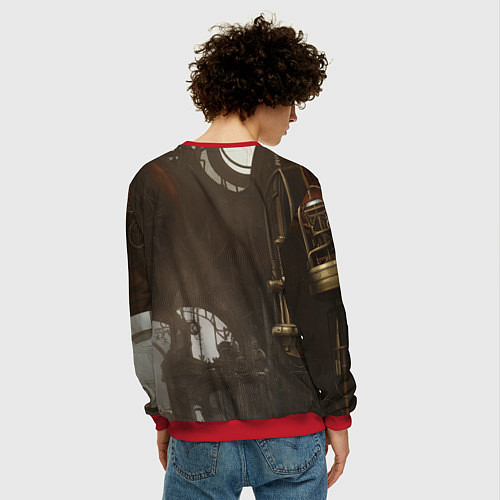 Мужской свитшот Девушка стимпанковской броне / 3D-Красный – фото 4