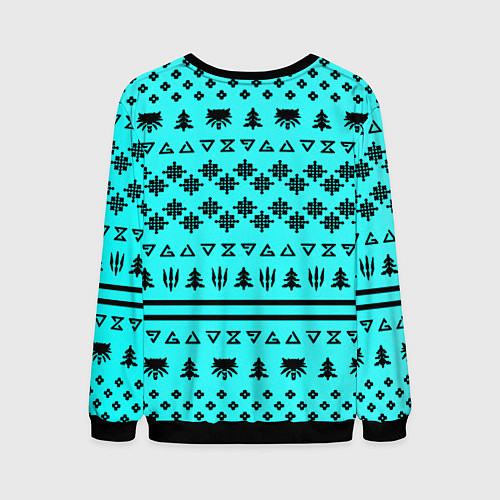 Мужской свитшот Ведьмак зимний паттерн / 3D-Черный – фото 2