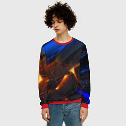 Свитшот мужской Синяя абстракция с желтыми плитами, цвет: 3D-красный — фото 2