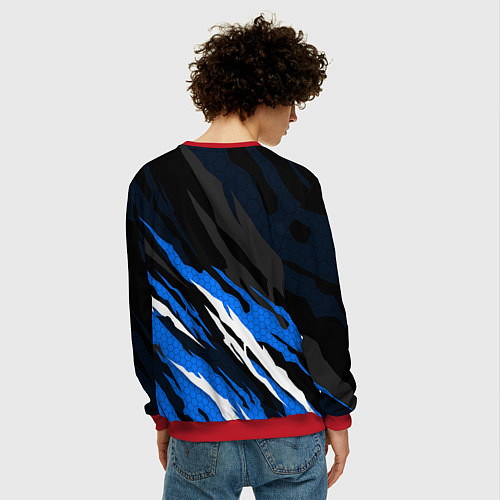 Мужской свитшот БМВ - синий гексагон / 3D-Красный – фото 4