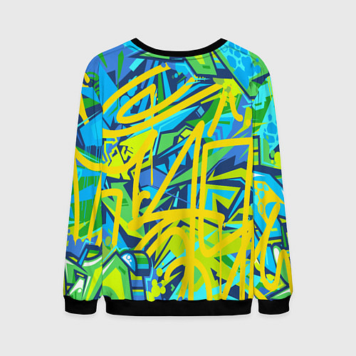 Мужской свитшот Желто-зеленое граффити / 3D-Черный – фото 2