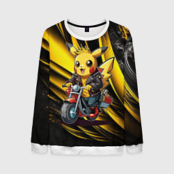Мужской свитшот Пикачу на красном мотоцикле