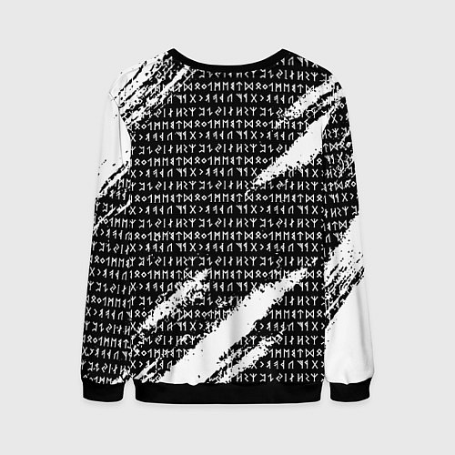 Мужской свитшот Все руны и вегвизир в круге рун на груди / 3D-Черный – фото 2